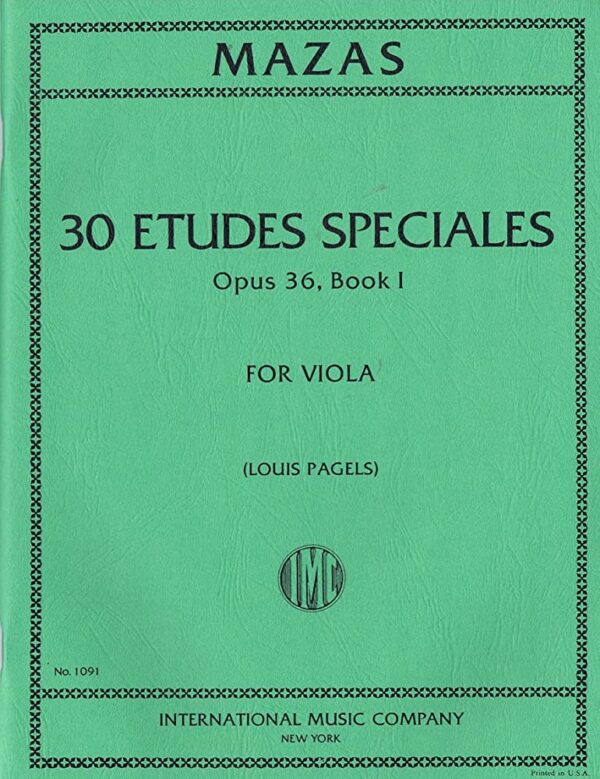 Mazas 30 Etudes Speciales Opus 36 Book 1 Louis Pagels International Edition Technique book for Viola Violists