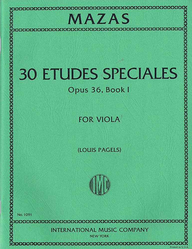 Mazas 30 Etudes Speciales Opus 36 Book 1 Louis Pagels International Edition Technique book for Viola Violists