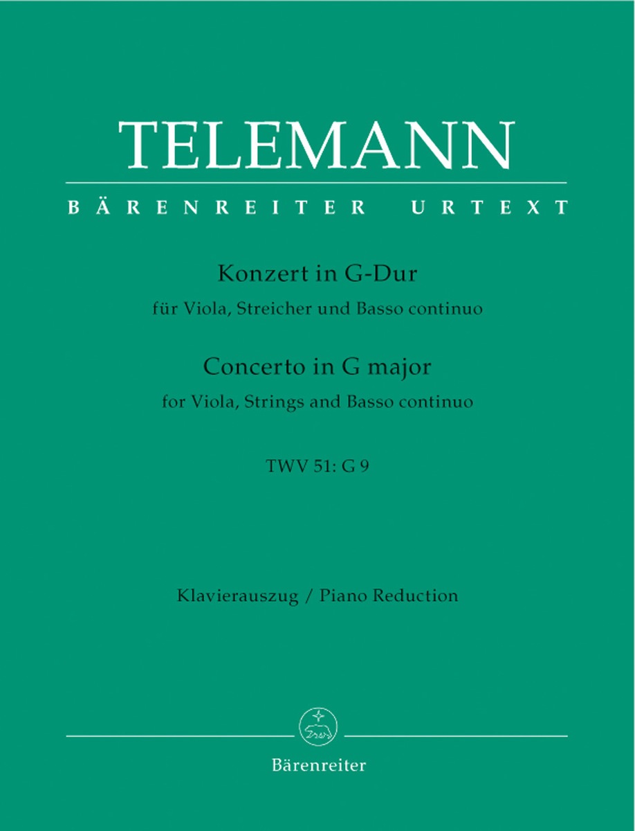 Telemann Viola concerto in G Major Baerenreiter Urtext edition