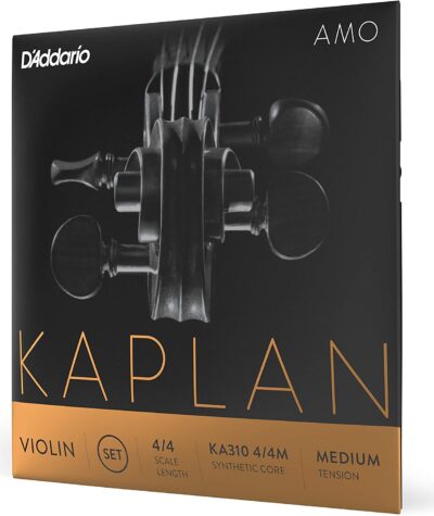 D'Addario Kaplan Amo Violin String Set, 4/4 Scale, Medium Tension Titanium Nickel Silver G D A E