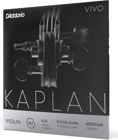 D'Addario Kaplan Vivo Violin String Set, 4/4 Scale, Medium Tension Titanium Nickel Silver G D A E