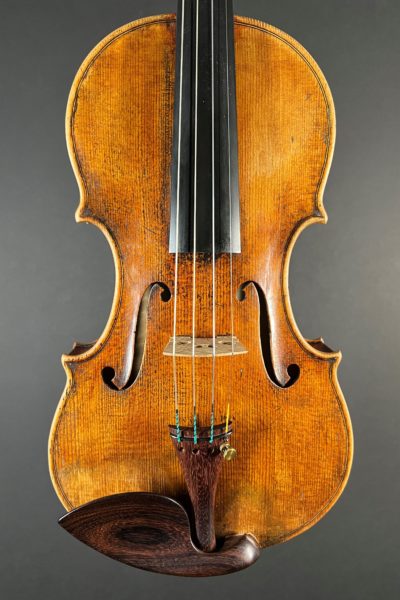 violin labeled Nicholas P Allen Pittsburgh 2021 front