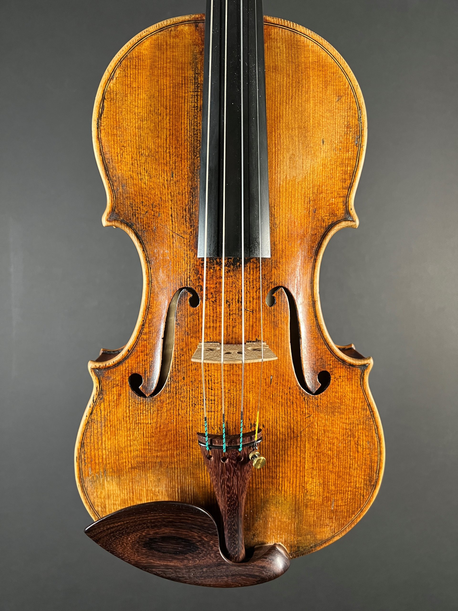 violin labeled Nicholas P Allen Pittsburgh 2021 front